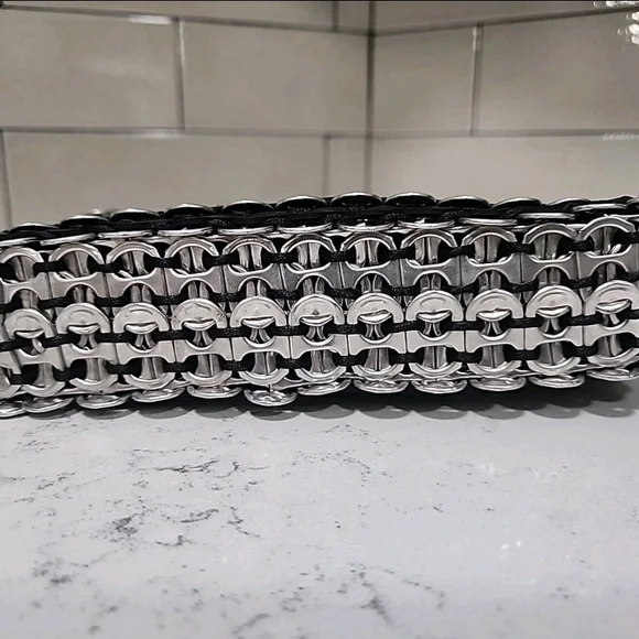Upcycled Soda Tabs & Recycled Rubber Handbag With Stainless Steel Handles - Picture 5 of 6